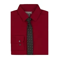 Van Heusen Little & Big Kid Boys Stretch Fabric Long Sleeve Point Collar Shirt + Tie Set