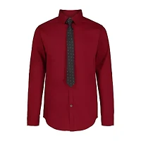 Van Heusen Little & Big Kid Boys Stretch Fabric Long Sleeve Point Collar Shirt + Tie Set