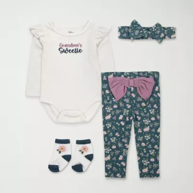 Baby Essentials Girls 4-pc. Clothing Set