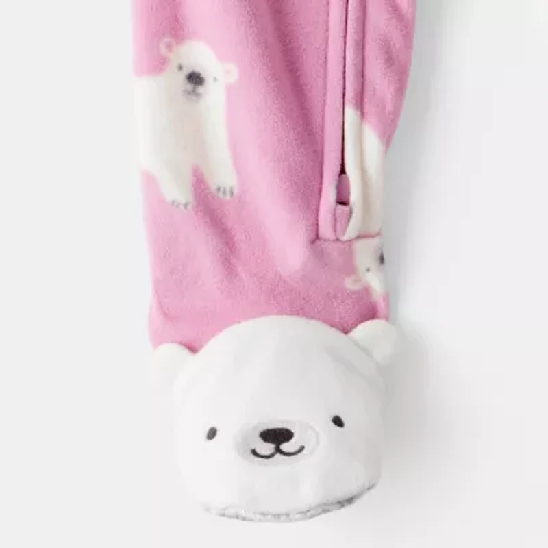Carter's Toddler Girls Fleece Round Neck Long Sleeve Footed Pajamas