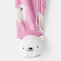 Carter's Toddler Girls Fleece Round Neck Long Sleeve Footed Pajamas