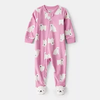 Carter's Toddler Girls Fleece Round Neck Long Sleeve Footed Pajamas