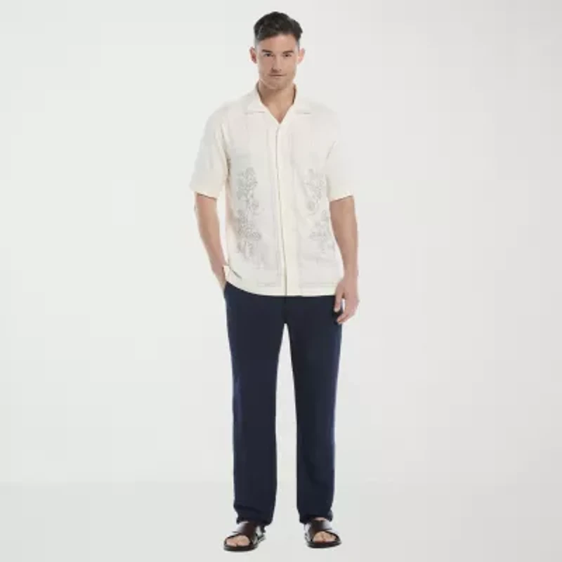 Cubavera Mens Short Sleeve Regular Fit Button-Down Shirt