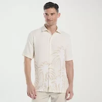 Cubavera Batik Palm Print Mens Short Sleeve Regular Fit Button-Down Shirt