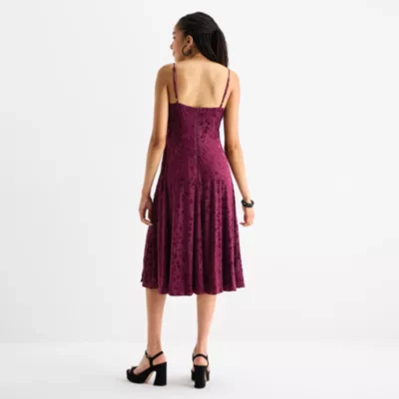 by&by Womens Midi Juniors Fit + Flare Dress