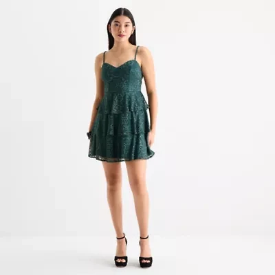 by&by Womens Sleeveless Juniors Fit + Flare Dress