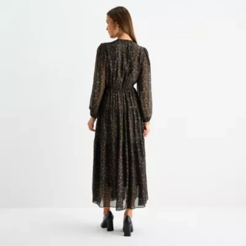 Isabel & Nina Womens Long Sleeve Floral Maxi Dress