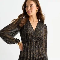 Isabel & Nina Womens Long Sleeve Floral Maxi Dress