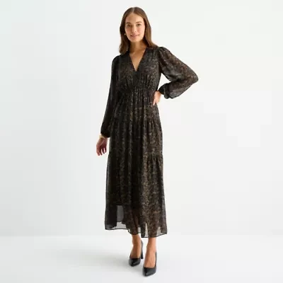Isabel & Nina Womens Long Sleeve Floral Maxi Dress