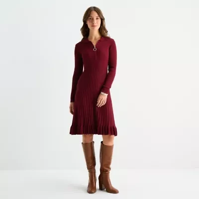 Robbie Bee Womens Long Sleeve Sweater Dress