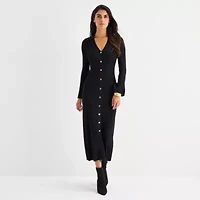 Maia Womens Long Sleeve Sweater Dress