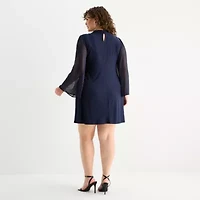 MSK Womens Plus 3/4 Sleeve Shift Dress
