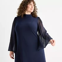 MSK Womens Plus 3/4 Sleeve Shift Dress