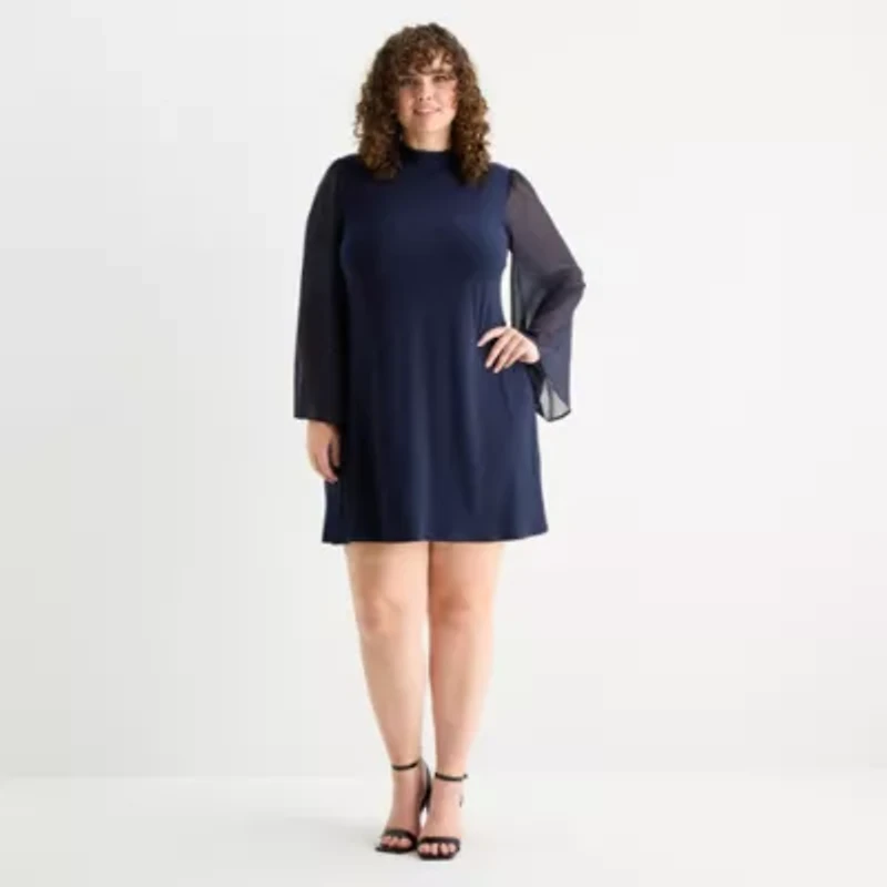 MSK Womens Plus 3/4 Sleeve Shift Dress