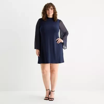 MSK Womens Plus 3/4 Sleeve Shift Dress