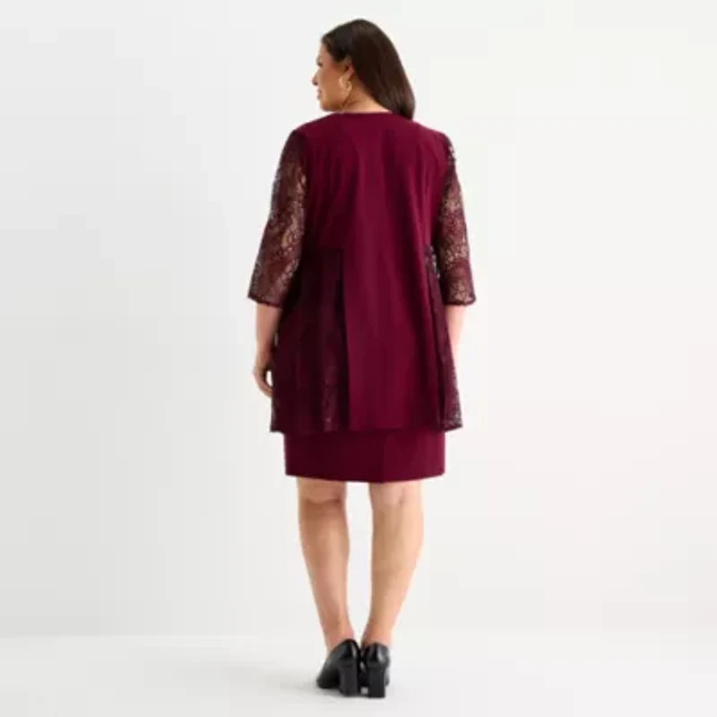 Maya Brooke Womens Plus Jacket Dress