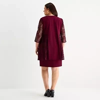 Maya Brooke Womens Plus Jacket Dress