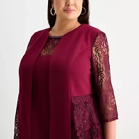Maya Brooke Womens Plus Jacket Dress