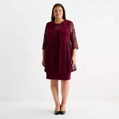Maya Brooke Womens Plus Jacket Dress