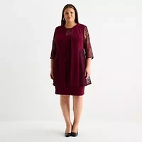 Maya Brooke Womens Plus Jacket Dress