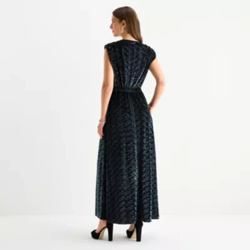 Sam And Jess Velvet Womens Sleeveless Scroll Evening Gown