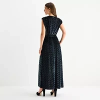 Sam And Jess Velvet Womens Sleeveless Scroll Evening Gown
