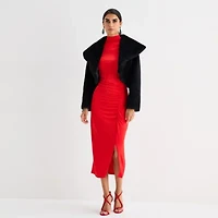Perceptions Faux Fur Womens Long Sleeve Shrug