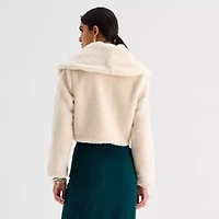 Perceptions Faux Fur Womens Long Sleeve Shrug