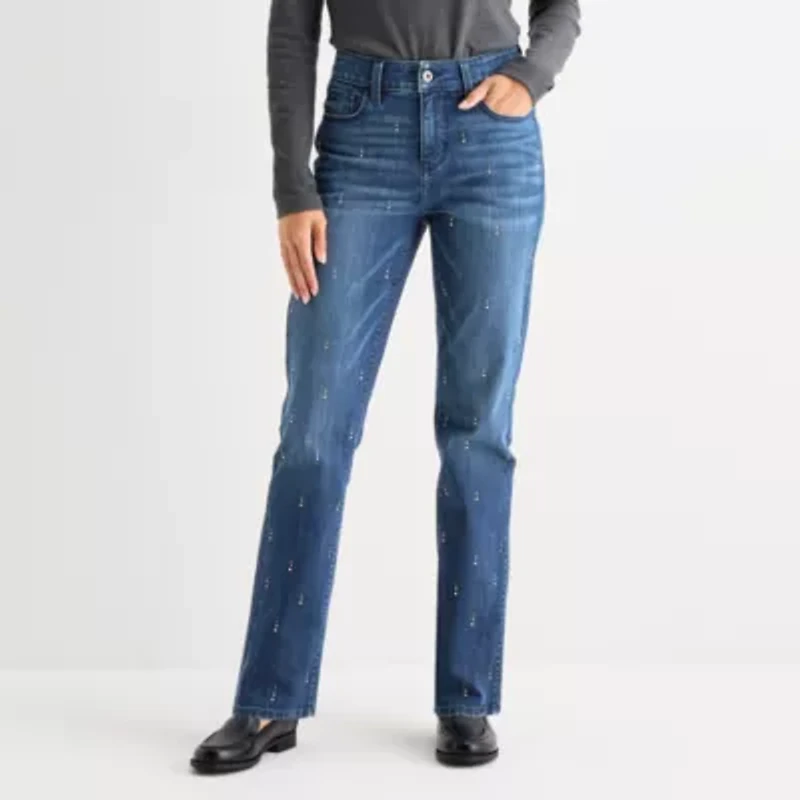 St. John's Bay Womens Tall Mid Rise Straight Leg Jean
