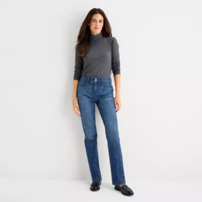 St. John's Bay Womens Tall Mid Rise Straight Leg Jean