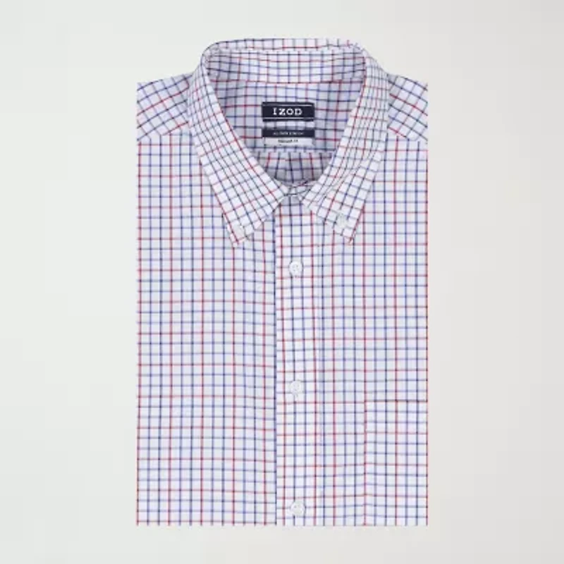 IZOD All Over Stretch Mens Regular Fit Easy Care Wrinkle Free Long Sleeve Dress Shirt