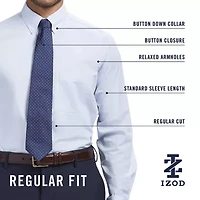 IZOD All Over Stretch Mens Regular Fit Easy Care Wrinkle Free Long Sleeve Dress Shirt
