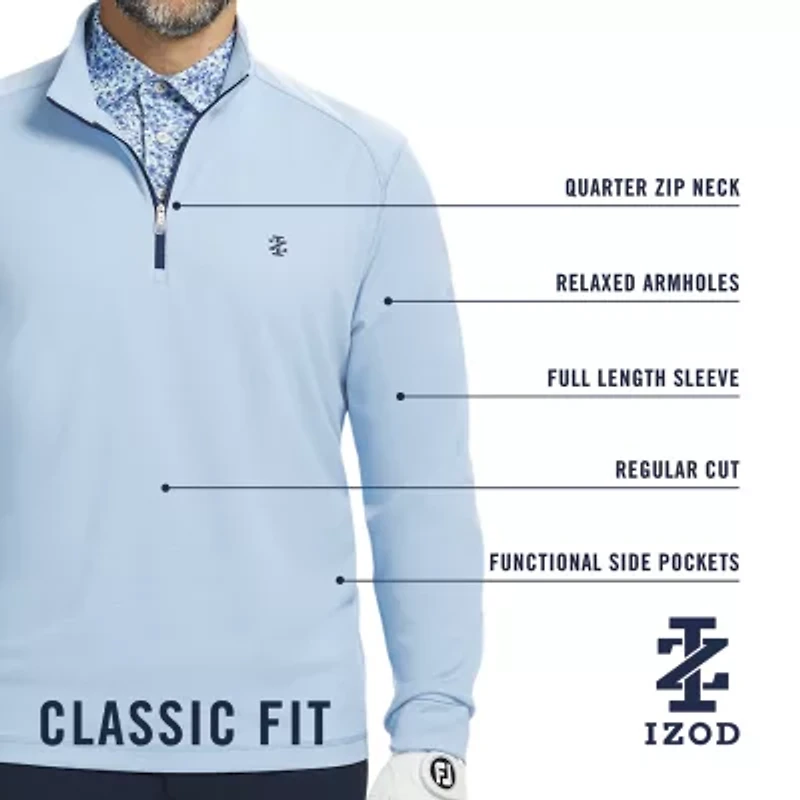 IZOD Hydrashield Mens Long Sleeve Active Quarter-Zip Pullover