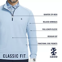 IZOD Hydrashield Mens Long Sleeve Active Quarter-Zip Pullover
