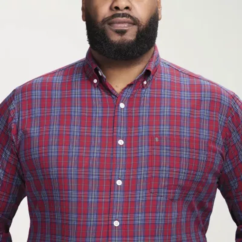 IZOD Performance Comfort Mens Long Sleeve Classic Fit Big and Tall Button-Down Shirt