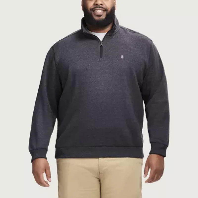IZOD Advantage Performance Fleece Mens Mock Neck Long Sleeve Big and Tall Quarter-Zip Pullover