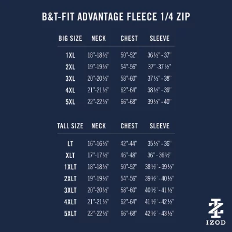 IZOD Advantage Performance Fleece Mens Mock Neck Long Sleeve Big and Tall Quarter-Zip Pullover