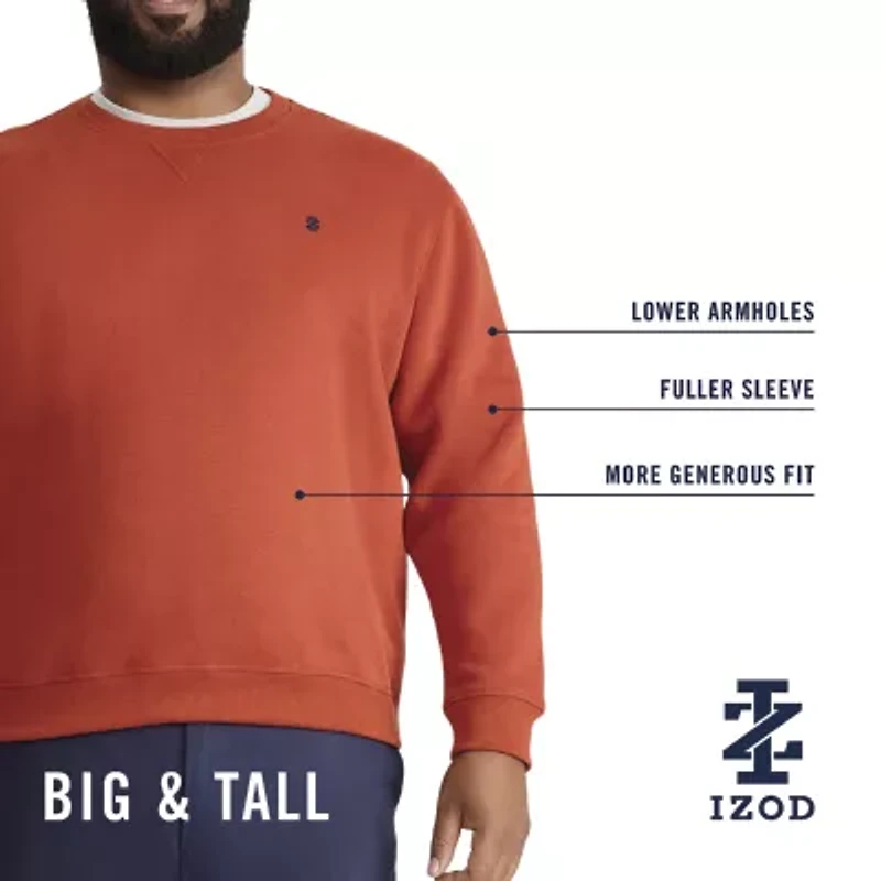 IZOD Advantage Performance Colorblock Mens Crew Neck Long Sleeve Big and Tall Sweatshirt