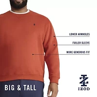 IZOD Advantage Performance Colorblock Mens Crew Neck Long Sleeve Big and Tall Sweatshirt