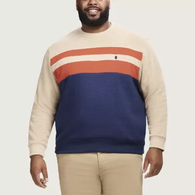 IZOD Advantage Performance Colorblock Mens Crew Neck Long Sleeve Big and Tall Sweatshirt