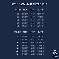 IZOD Advantage Performance Colorblock Mens Crew Neck Long Sleeve Big and Tall Sweatshirt