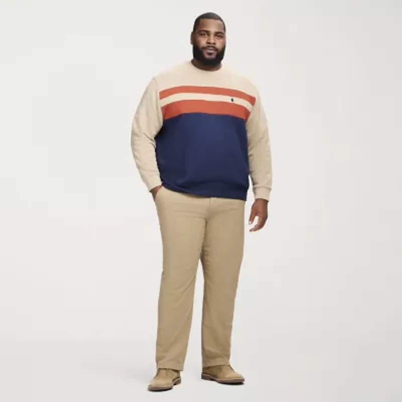IZOD Advantage Performance Colorblock Mens Crew Neck Long Sleeve Big and Tall Sweatshirt