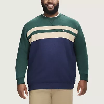 IZOD Advantage Performance Colorblock Mens Crew Neck Long Sleeve Big and Tall Sweatshirt