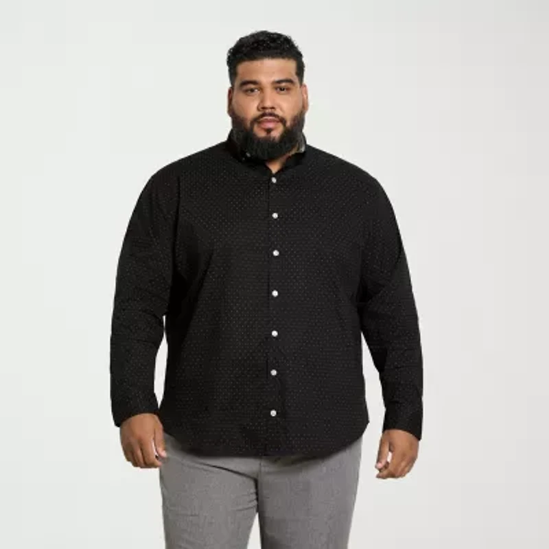 Van Heusen Cronbie Mens Long Sleeve Regular Fit Stretch Fabric Big and Tall Button-Down Shirt