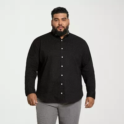Van Heusen Cronbie Mens Long Sleeve Regular Fit Stretch Fabric Big and Tall Button-Down Shirt