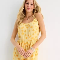 Hurley Womens Sleeveless Floral Midi Juniors Fit + Flare Dress