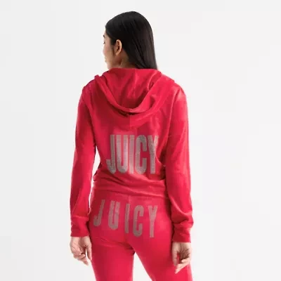 Juicy By Couture Womens Juniors Hooded Lightweight Track Jacket