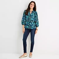 St. John's Bay Womens V Neck 3/4 Sleeve Blouse