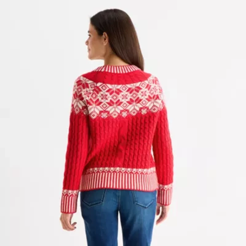 St. John's Bay Womens Crew Neck Long Sleeve Pullover Sweater
