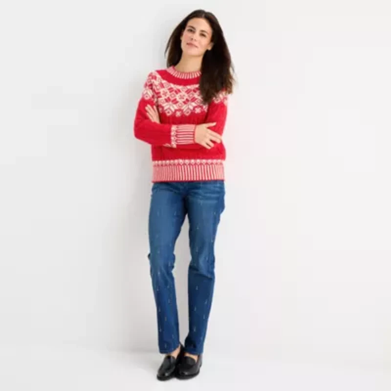 St. John's Bay Womens Crew Neck Long Sleeve Pullover Sweater
